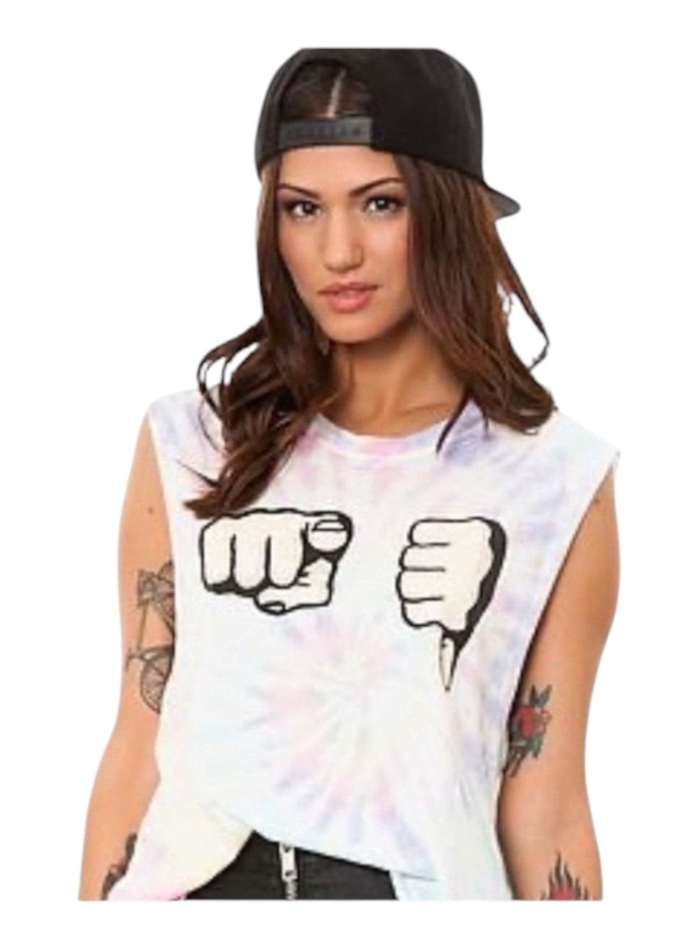 HTF: new UNIF ☮︎︎ Emoji You Suck Muscle Tee T Shirt ☮︎︎ Pastel Tie Dye ☮︎︎ Small - Picture 14 of 16
